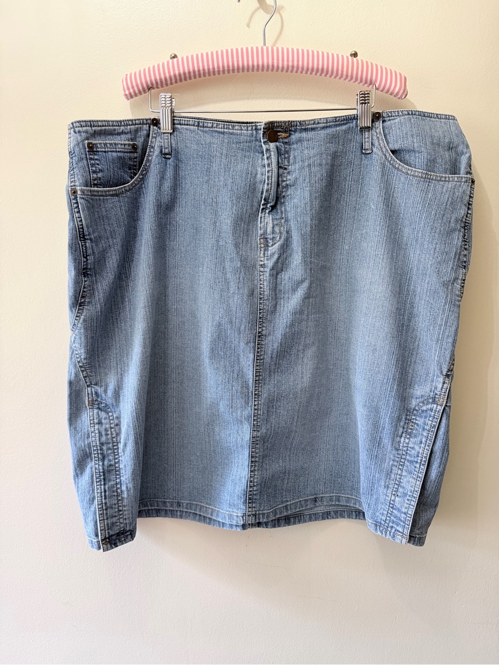 Y2K Venezia Denim Jean Mini Skirt Stretch Plus Curvy 20 44” Boho Country Western
